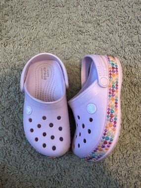 CROCS Kids Light Purple Clogs with Multicolor Gem Trim